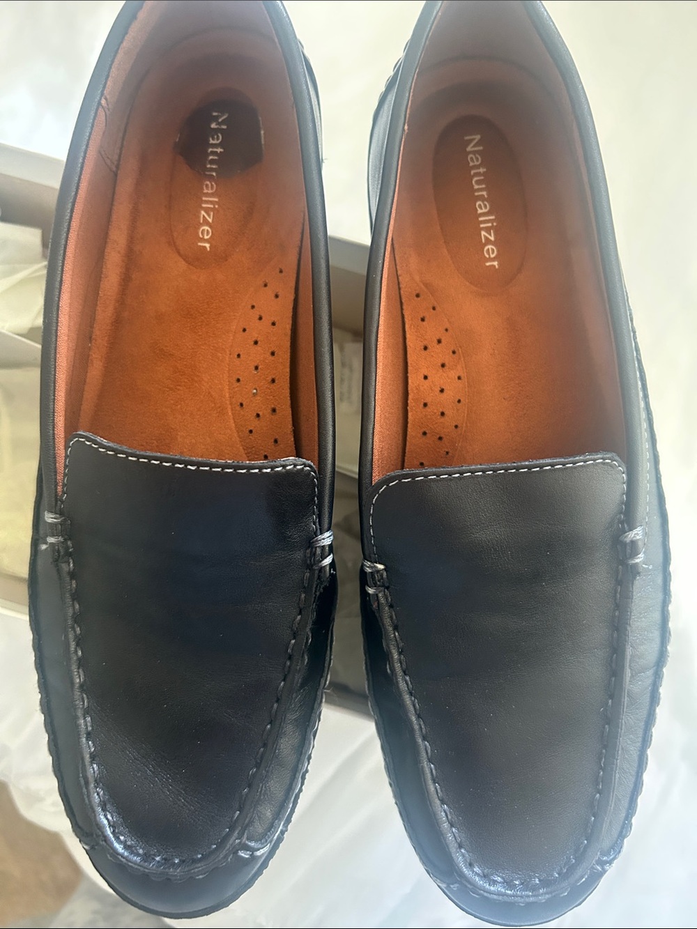 Naturalizer Black Leather Slip-On Moccasin Loafers for Men